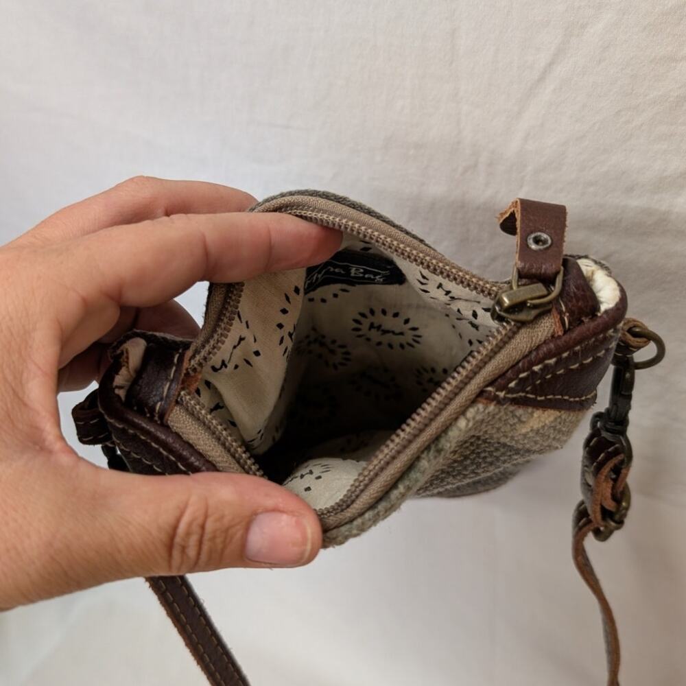 Myra Aura Small Crossbody Purse Gray and Tan Khaki Brown - Picture 3 of 3